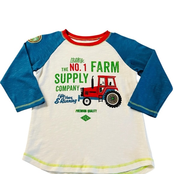 HATLEY Boys Tractor Farm Supply Print Raglan Shirt size 6 - Picture 1 of 10